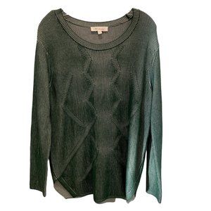 Two By Vince Camuto Green White Cable Knit Sweater Size Large